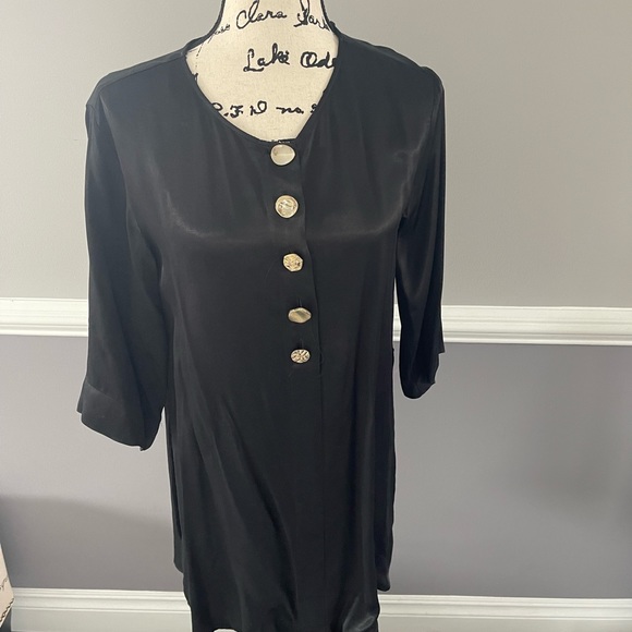 Zara Gold Button Satin Effect Oversized Blouse XS - Picture 2 of 4
